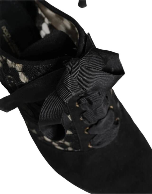 Dolce & Gabbana Zwarte Veterschoenen met Stretchhakken Black Dames