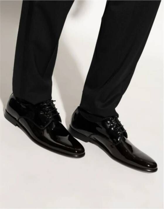 Dolce & Gabbana Zwarte Veterschoenen van Lakleer Black Heren