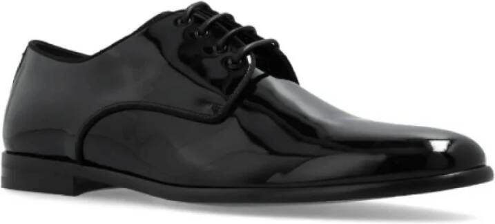 Dolce & Gabbana Zwarte Veterschoenen van Lakleer Black Heren