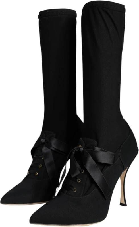 Dolce & Gabbana Zwarte Veterschoenen voor Halverwege de Kuit Black Dames