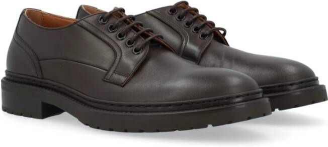 Dondup Bruine Leren Derby Schoenen Rubberen Zool Black Heren