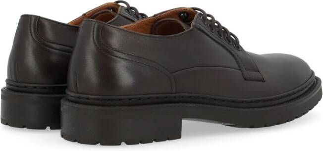 Dondup Bruine Leren Derby Schoenen Rubberen Zool Black Heren