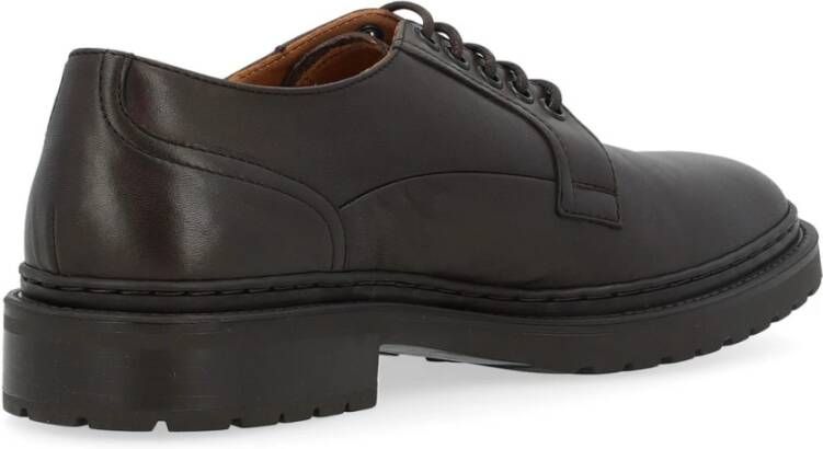 Dondup Bruine Leren Derby Schoenen Rubberen Zool Black Heren