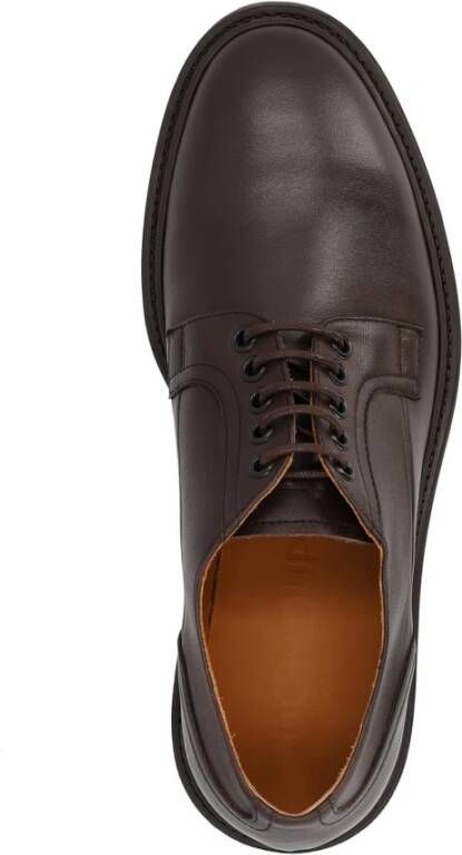 Dondup Bruine Leren Derby Schoenen Rubberen Zool Black Heren