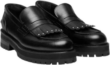 Dondup Zwarte Leren Loafers met Franje Black Dames