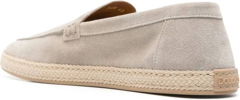 Doucal's Beige Suède Loafers met Raffia Zool Beige Heren