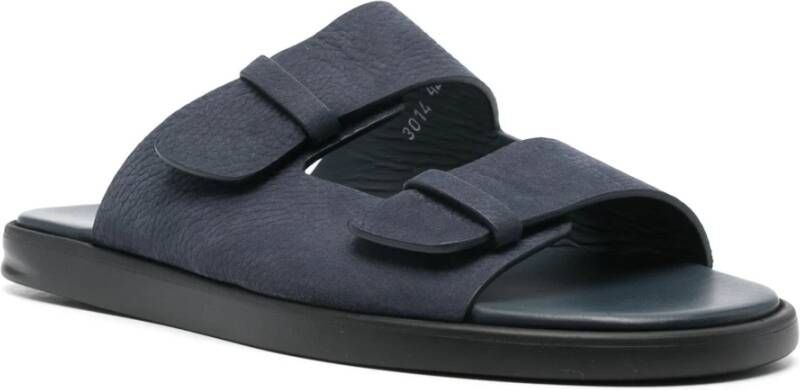 Doucal's Blauwe Leren Casual Open Platte Sandalen Blue Heren