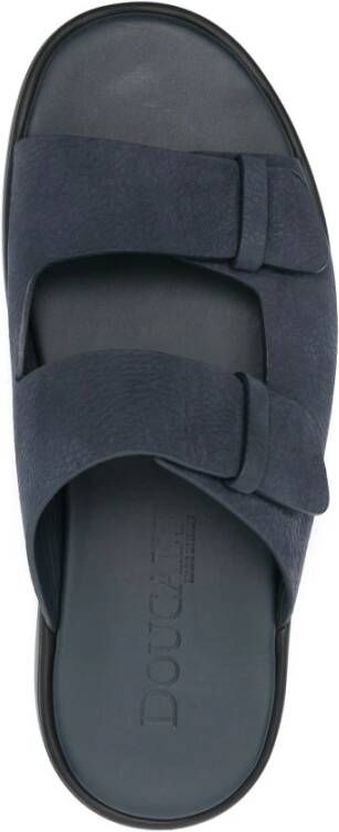 Doucal's Blauwe Leren Casual Open Platte Sandalen Blue Heren