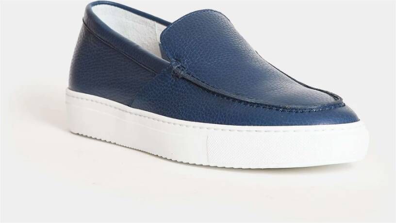 Doucal's Blauwe Leren Loafer Schoenen Blue Heren