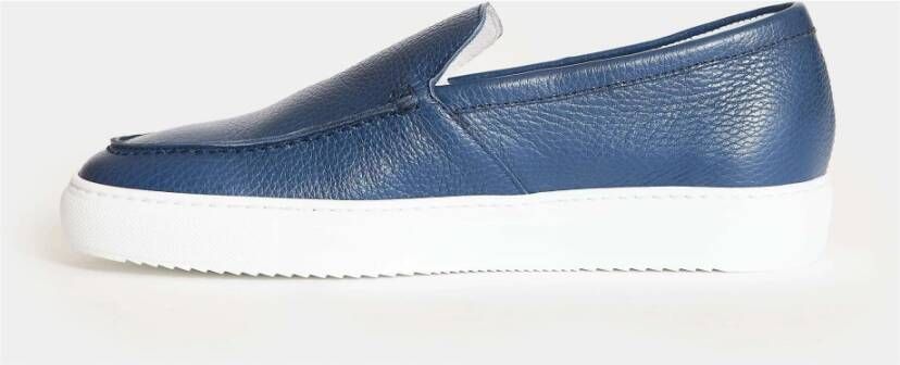 Doucal's Blauwe Leren Loafer Schoenen Blue Heren