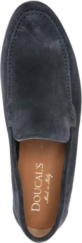 Doucal's Blauwe Leren Loafers Casual Flats Blue Heren