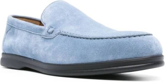 Doucal's Blauwe Suède Amandelteen Mocassin Blue Heren