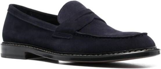 Doucal's Blauwe Suède Penny Loafers Blue Heren