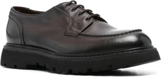 Doucal's Bruin Zwart Derby Lace Up Schoenen Black Heren