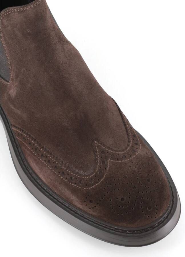 Doucal's Bruine Brogue Chelsea Platte Schoenen Brown Heren