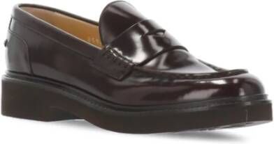 Doucal's Bruine Leren Loafers Ronde Neus Hak Brown Dames