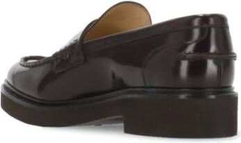 Doucal's Bruine Leren Loafers Ronde Neus Hak Brown Dames