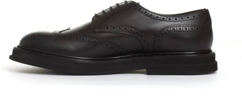 Doucal's Bruine Leren Veterschoenen met Brogue Detail Brown Heren