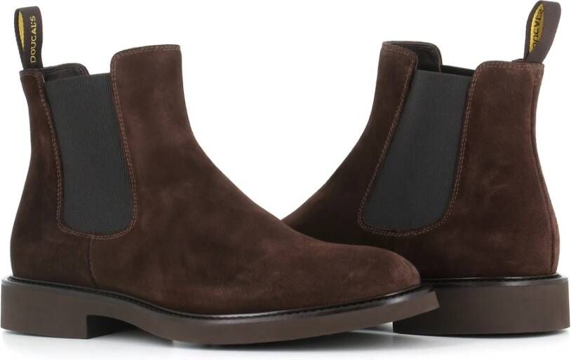 Doucal's Bruine Suède Chelsea Platte Schoenen Brown Heren