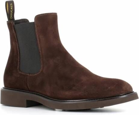 Doucal's Bruine Suède Chelsea Platte Schoenen Brown Heren