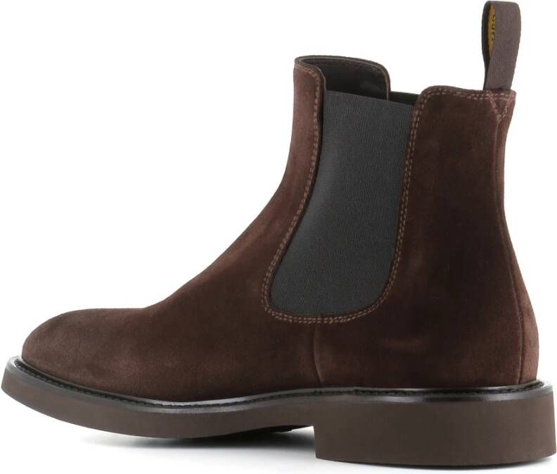 Doucal's Bruine Suède Chelsea Platte Schoenen Brown Heren