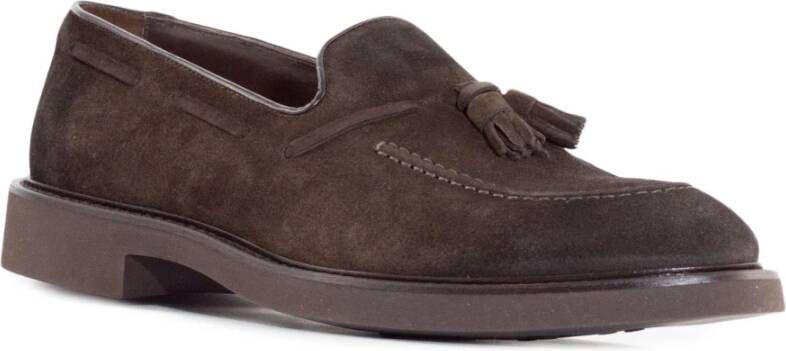 Doucal's Bruine Suède Loafers met Kwastjes Brown Heren