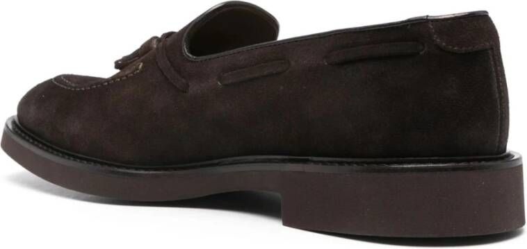 Doucal's Bruine Suède Loafers met Kwastjes Brown Heren