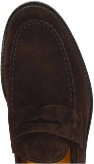 Doucal's Bruine Suède Penny Loafers Brown Heren