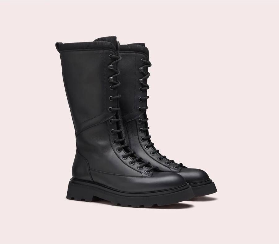 Doucal's Dames leren laarzen | zwart Black Dames