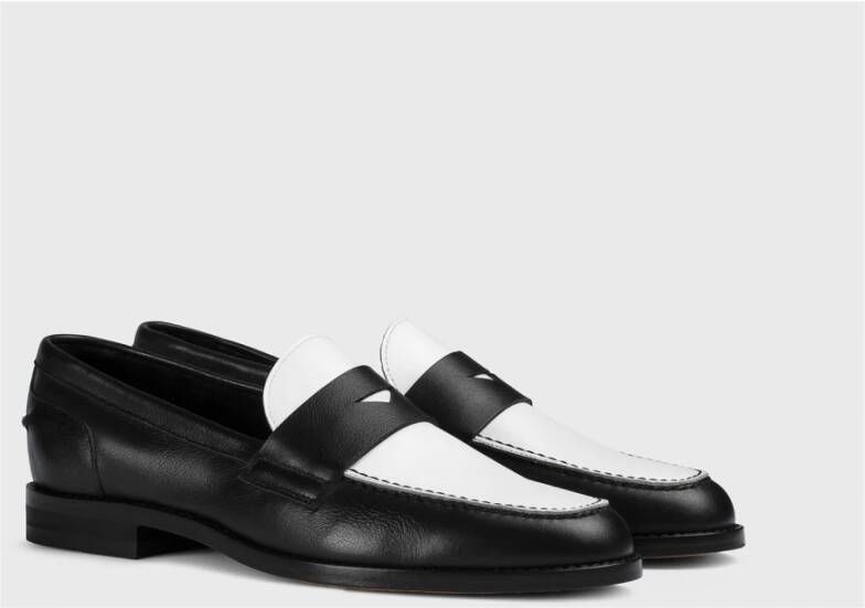 Doucal's Dames leren loafer | zwart en wit Black Dames