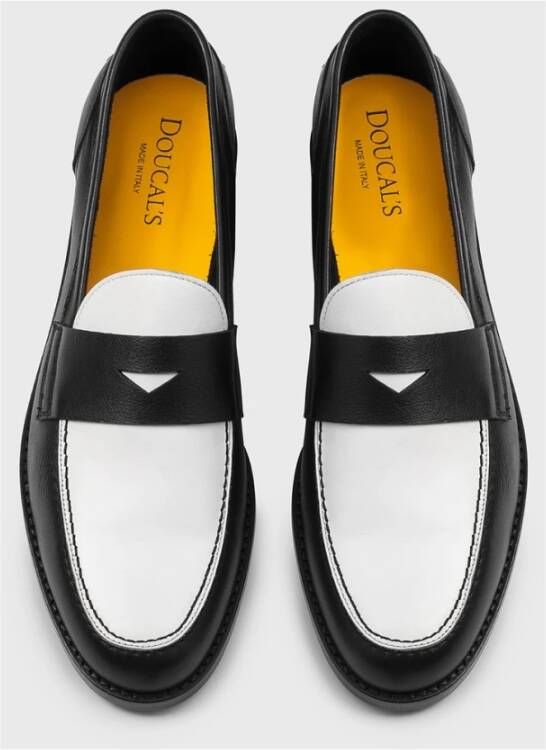 Doucal's Dames leren loafer | zwart en wit Black Dames