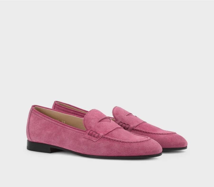 Doucal's Dames loafer van suède | fuchsia Pink Dames