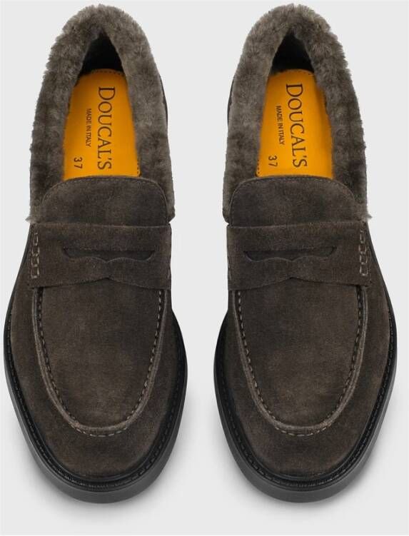 Doucal's Dames penny loafer van suède | bruin Brown Dames