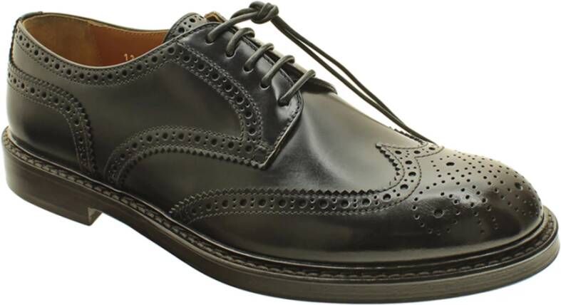 Doucal's Donkerbruine Brogue Platte Schoenen Brown Heren