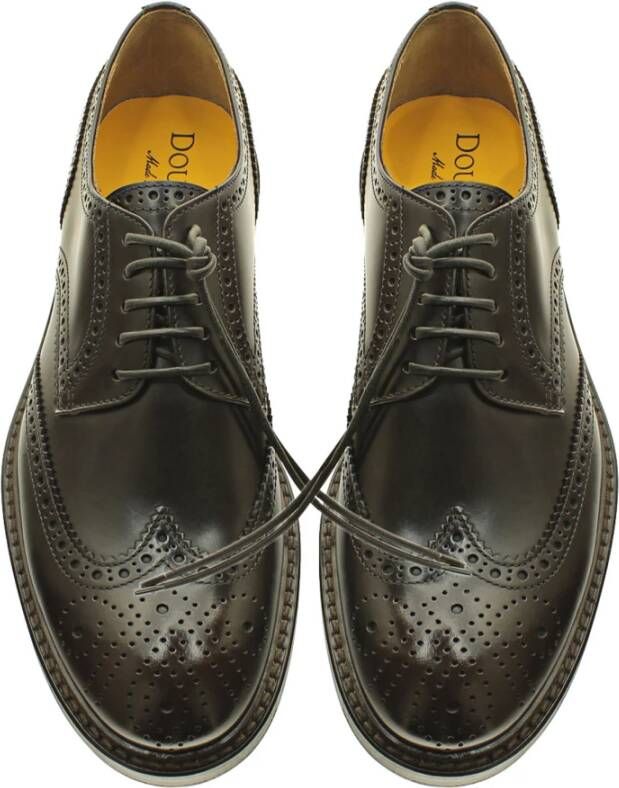 Doucal's Donkerbruine Brogue Platte Schoenen Brown Heren