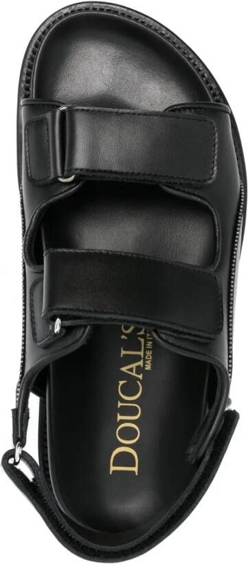 Doucal's Dubbele Band Leren Sandalen Black Dames