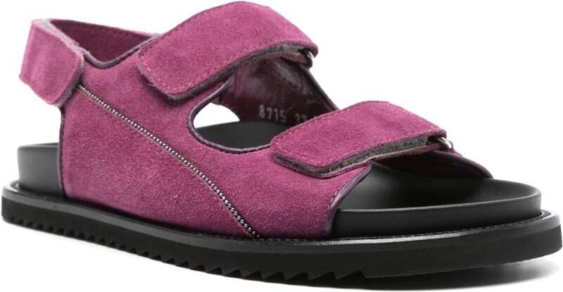 Doucal's Dubbele Band Suède Sandalen Purple Dames