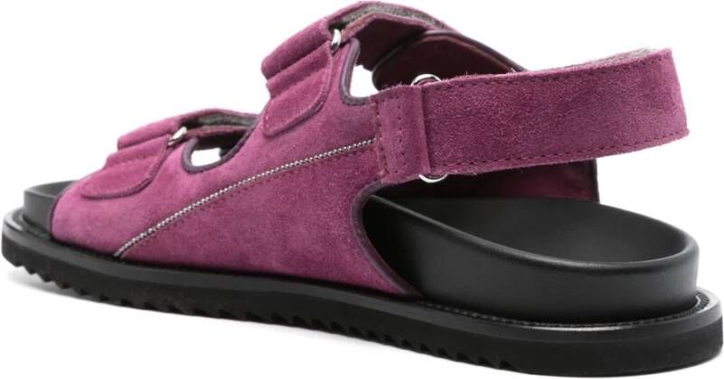 Doucal's Dubbele Band Suède Sandalen Purple Dames