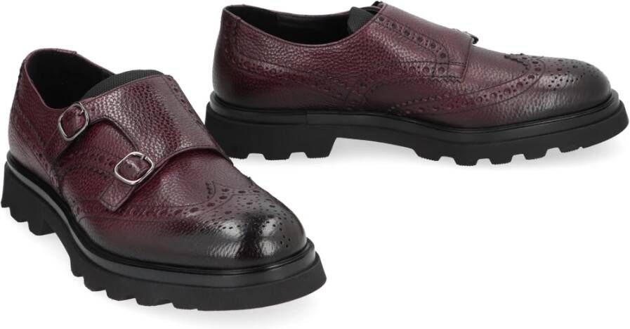 Doucal's Elen Leren Monk-Strap Schoenen Purple Heren