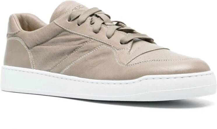 Doucal's Geperforeerde Leren Sneakers Beige Heren