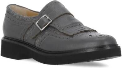 Doucal's Grijze Leren Loafers Ronde Neus Voorband Gray Dames