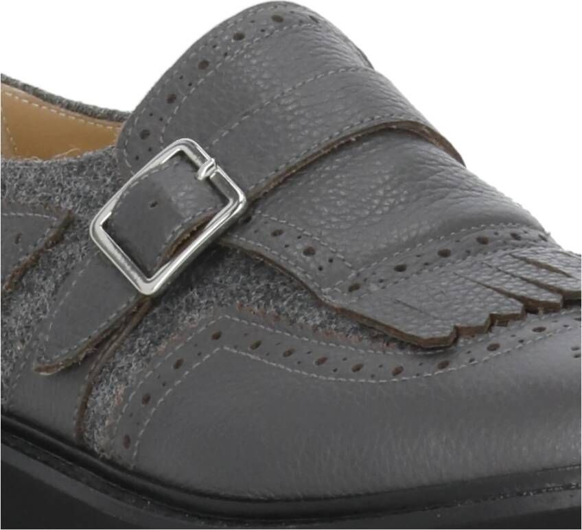 Doucal's Grijze Leren Loafers Ronde Neus Voorband Gray Dames