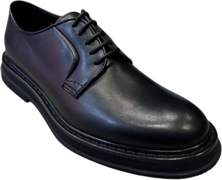 Doucal's Heren Geborsteld Kalfsleren Derby Schoenen Black Heren