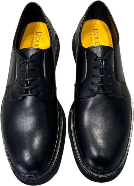 Doucal's Heren Geborsteld Kalfsleren Derby Schoenen Black Heren