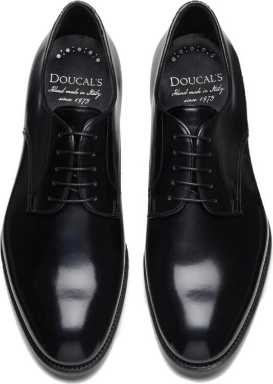 Doucal's Heren geborsteld leren Derby schoenen Black Heren