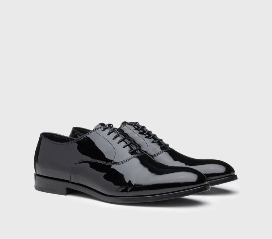 Doucal's Heren lakleren veterschoenen | zwart Black Heren