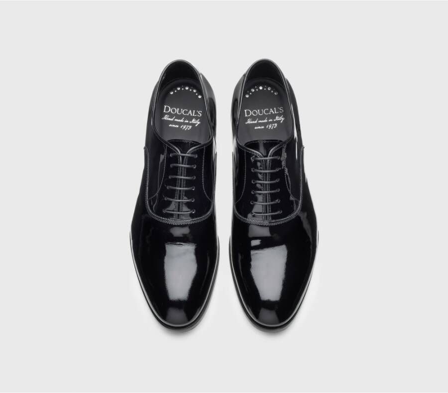 Doucal's Heren lakleren veterschoenen | zwart Black Heren