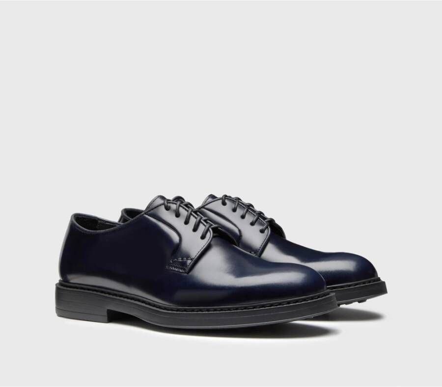 Doucal's Heren leren Derby veterschoen | blauw Blue Heren