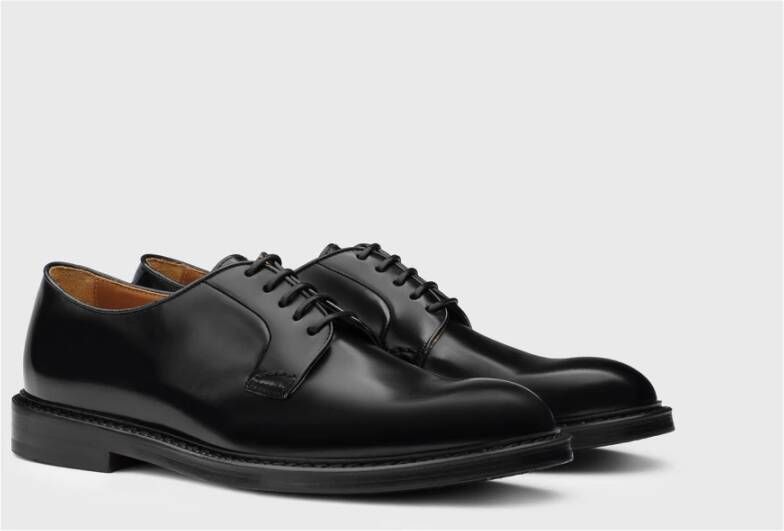 Doucal's Heren leren Derby veterschoen | zwart Black Heren