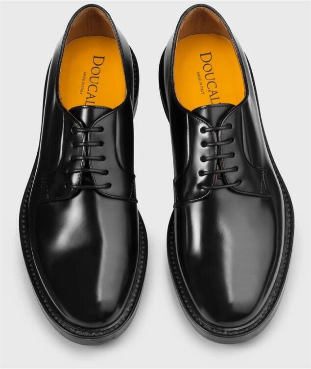 Doucal's Heren leren Derby veterschoen | zwart Black Heren